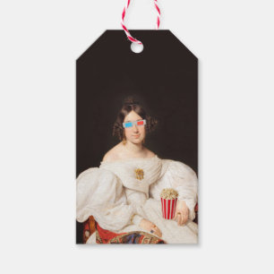Étiquettes-cadeau Pop Corn Diva avec lunettes 3D