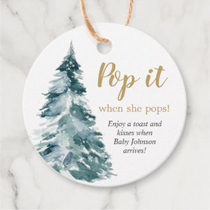 Étiquettes Cadeau Pop it quand elle éclate aquarelle sapin de Noël