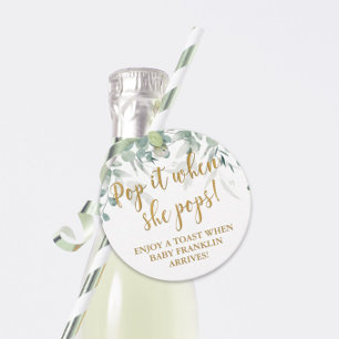 Étiquettes Cadeau Pop it quand elle pop Baby shower de verdure