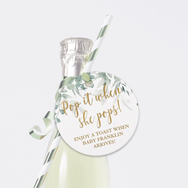 Étiquettes Cadeau Pop it quand elle pop Baby shower de verdure (Créateur téléchargé)