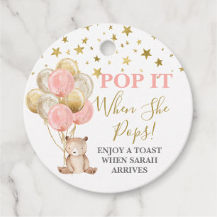 Étiquettes Cadeau Pop it quand elle pop ourson en peluche fille en f