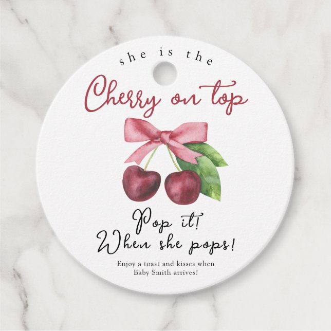 Étiquettes Cadeau Pop it when it pops - cerisier arc baby shower (Devant)