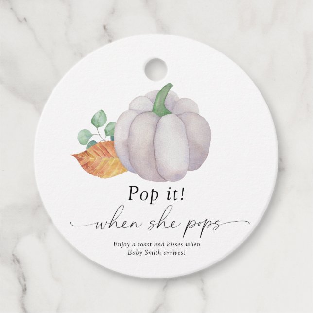 Étiquettes Cadeau Pop it when it pops - citrouille blanc - (Devant)