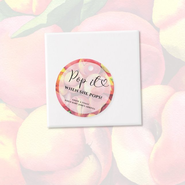 Étiquettes Cadeau Pop it when it pops - watercolor peaches - (Créateur téléchargé)