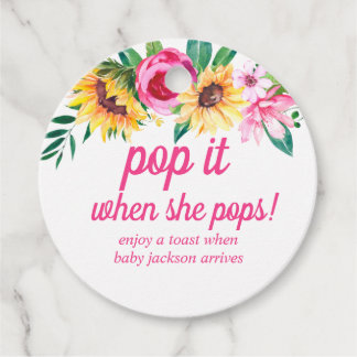 Étiquettes Cadeau Pop It When She Pops Baby shower Favoriser Tags