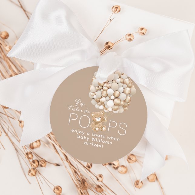 Étiquettes Cadeau Pop it When She Pops Baby shower neutre (Créateur téléchargé)