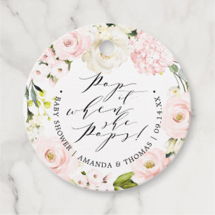 Étiquettes Cadeau Pop it When She Pops Blush Floral Baby shower