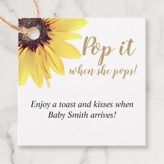 Étiquettes Cadeau Pop it When She Pops ! Tournesol peint (Devant)