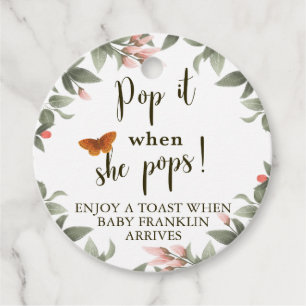 Étiquettes Cadeau Pop It When She Pops Woodland Baby shower