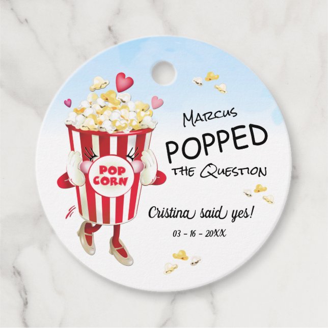 Étiquettes Cadeau Pop La Question Popcorn Fiançailles (Devant)