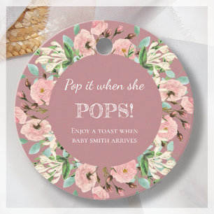 Étiquettes Cadeau Pop-le !   Baby shower Champagne Favoriser Tags