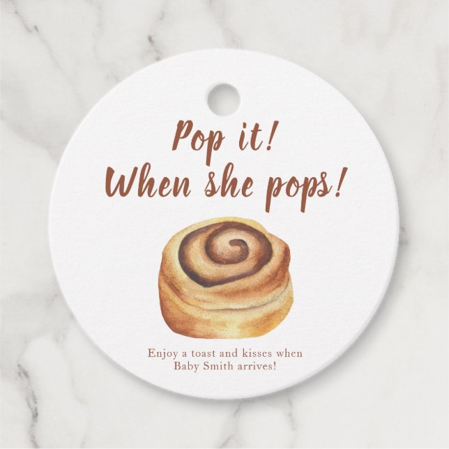 Étiquettes Cadeau Pop-le quand elle sonne ! Baby shower de briquet d (Devant)