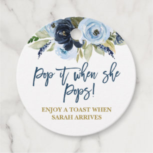 Étiquettes Cadeau Pop quand elle Pop bleu floral
