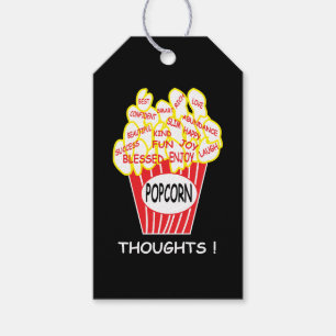 Étiquettes-cadeau Popcorn pense à un état d'esprit positif