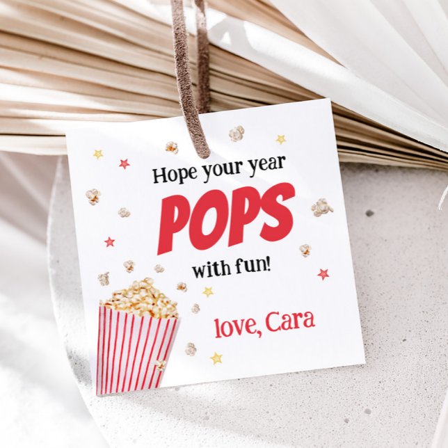 Étiquettes Cadeau Popcorn Retour à l'école Carré Favoriser les étiqu (Popcorn Welcome Back to School Square Favor Tags)