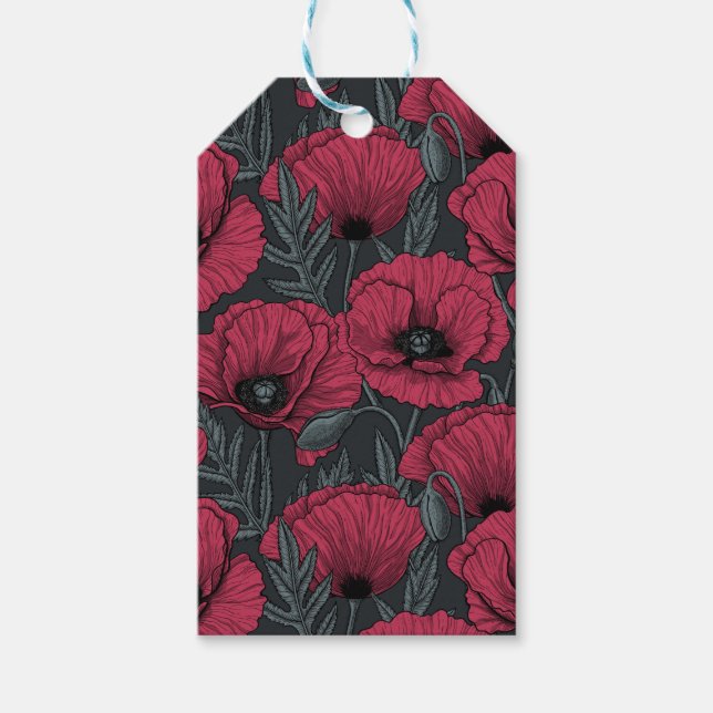 Étiquettes-cadeau Poppies à Viva Magenta (Devant)