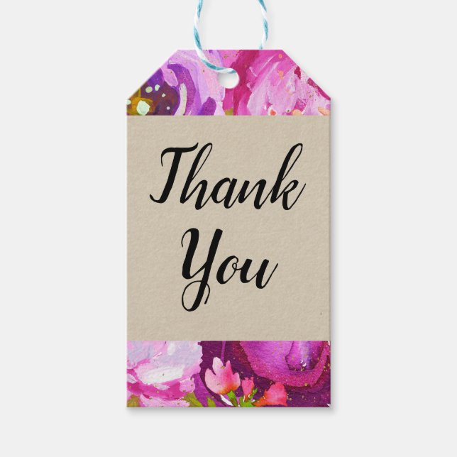 Étiquettes-cadeau Pops De Rose Purple Or Moderne Floral Favoriser (Devant)