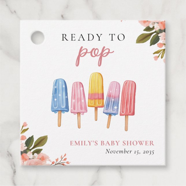 Étiquettes Cadeau Popsicle Prêt à Pop Baby shower (Devant)