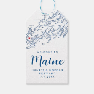 Étiquettes-cadeau Portland Maine Elégant Moderne Marine Mariage Fave
