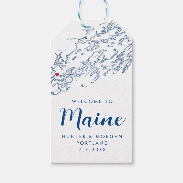 Étiquettes-cadeau Portland Maine Elégant Moderne Marine Mariage Fave (Devant)