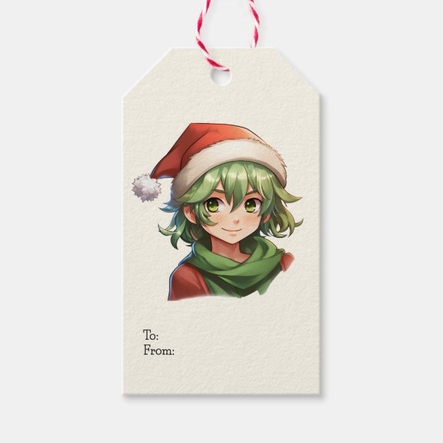 Étiquettes-cadeau Portrait de l'Anime de Noël (Devant)