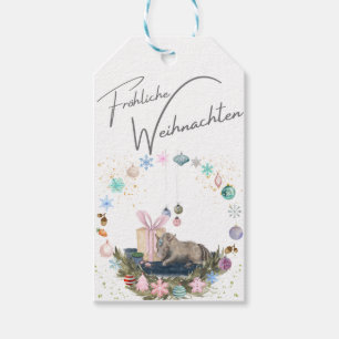 Étiquettes-cadeau Portrait de Noël des chevaux