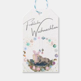 Étiquettes-cadeau Portrait de Noël des chevaux