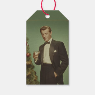 Étiquettes-cadeau Portrait d'élégance des Fêtes vintage