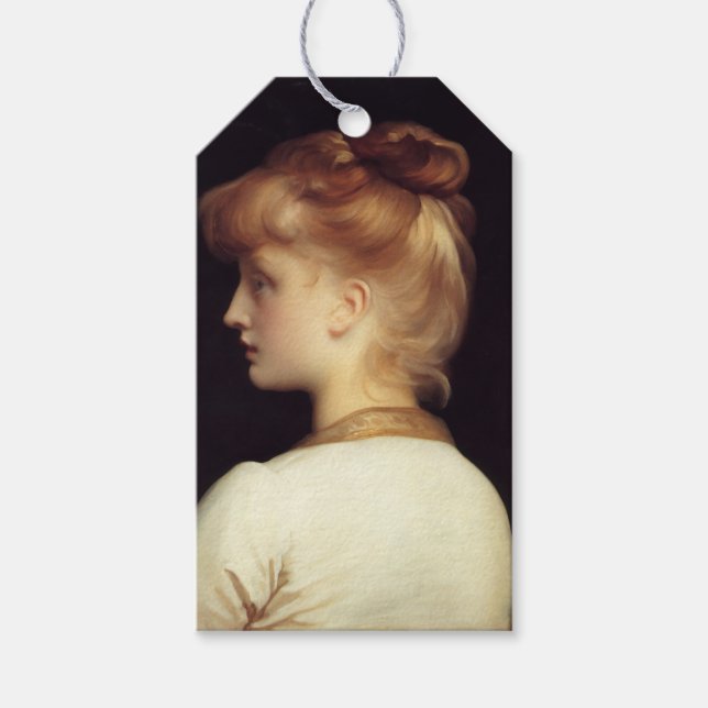 Étiquettes-cadeau Portrait féminin de Behind (par Frederic Leighton) (Devant)