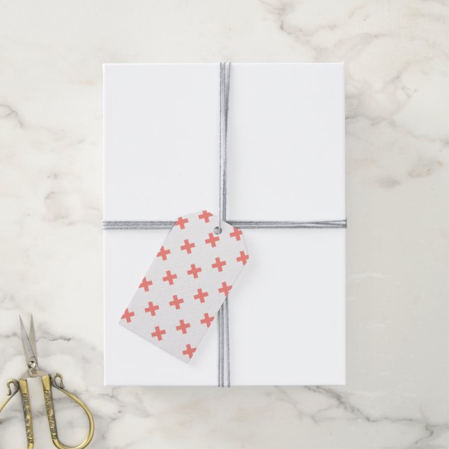 Étiquettes-cadeau Poser les points de croix sur blanc (Avec de la ficelle)