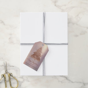 Étiquettes-cadeau Posh Joyeux Noël Glam Rose Gold Tree personnalis