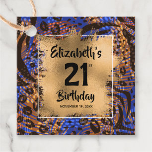 Étiquettes Cadeau Poster de animal coloré 21e anniversaire Personnal