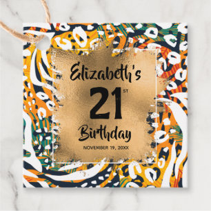 Étiquettes Cadeau Poster de animal coloré 21e anniversaire Personnal