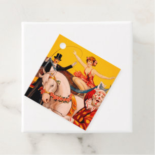 Étiquettes Cadeau Poster de l'artiste de cirque vintage coloré