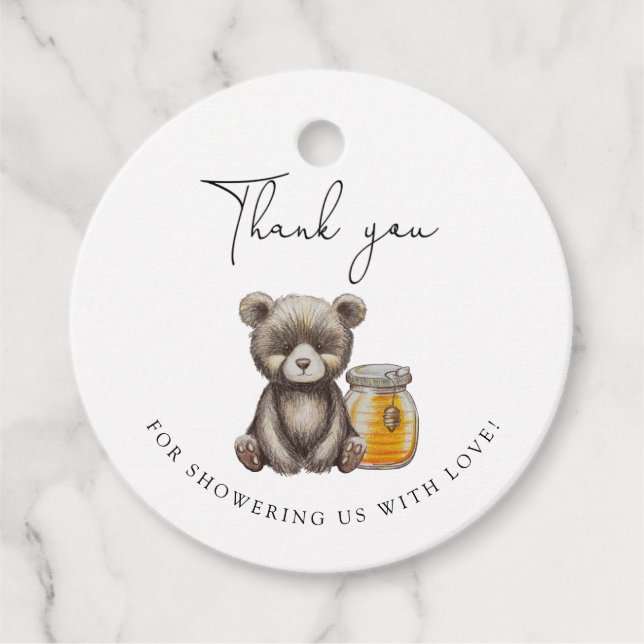 Étiquettes Cadeau pot de miel et ours en peluche merci (Devant)