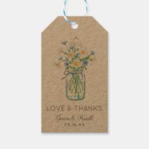 Étiquettes-cadeau Pot Mason en fleurs sauvages Rustique Amour et Mer