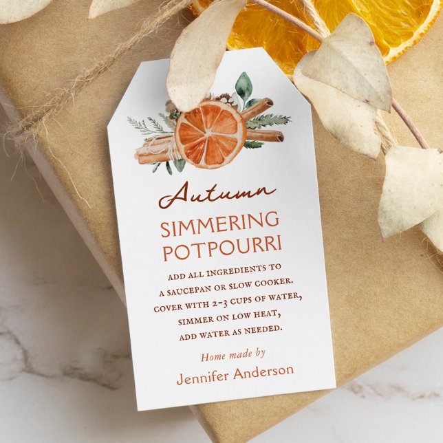Étiquettes-cadeau Pot-pourri d'automne mijotant pour la cuisinière d (Créateur téléchargé)