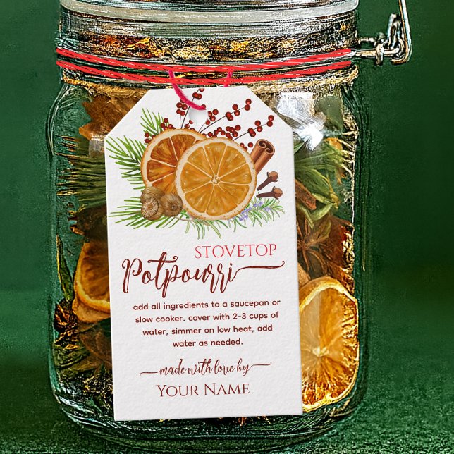 Étiquettes-cadeau Pot-pourri de Noël à chauffer sur la gazinière rou (Créateur téléchargé)