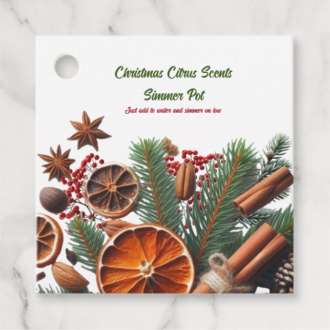 Étiquettes Cadeau Pot-pourri de Noël au Citrus  (Devant)