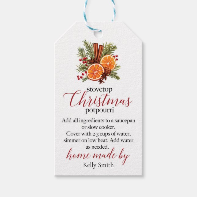 Étiquettes-cadeau Pot-pourri de Noël pour la cuisinière (Devant)
