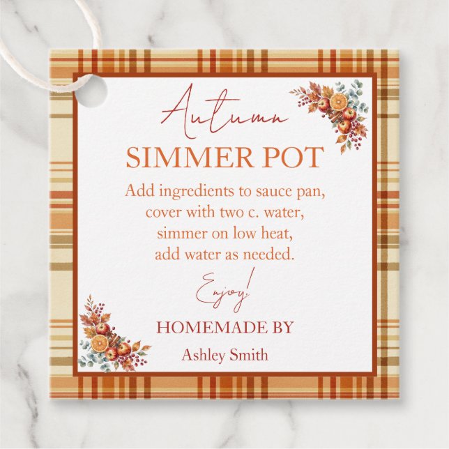 Étiquettes Cadeau Pot-pourri de pot à simmer d'automne (Devant)