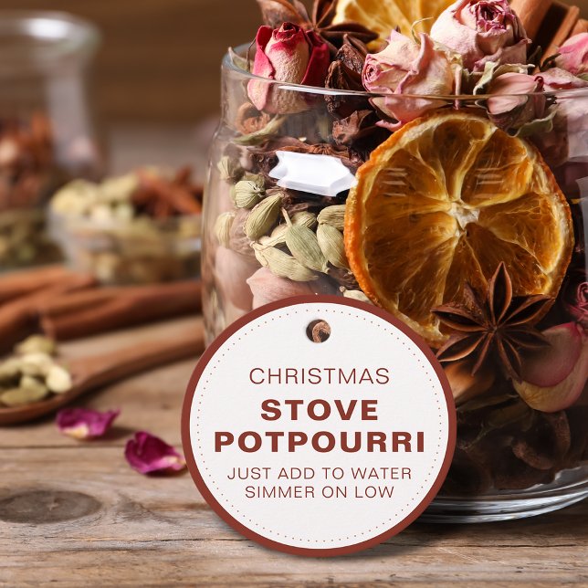 Étiquettes Cadeau Pot-pourri rustique de Noël pour poêle (Rustic Christmas Stove Potpourri Favor Tags)