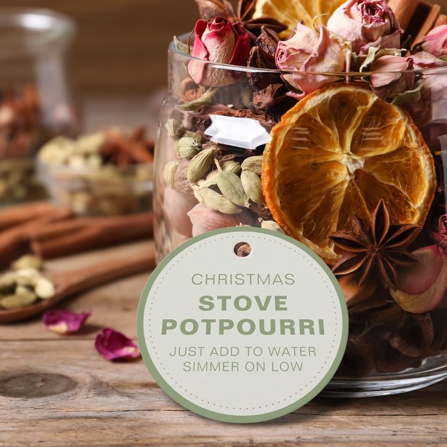 Étiquettes Cadeau Pot-pourri rustique de Noël pour poêle (Rustic Christmas Stove Potpourri Favor Tags)