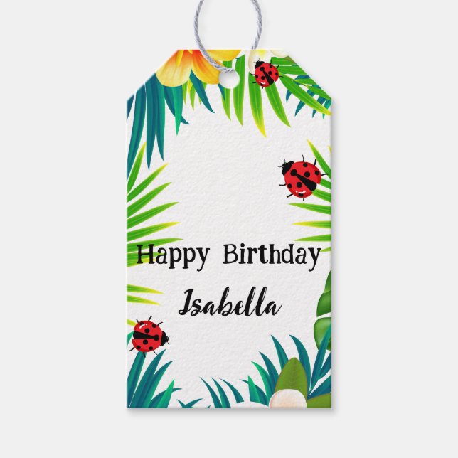 Étiquettes-cadeau Pote Poka point Ladybug Paume de fleurs d'été Anni (Devant)