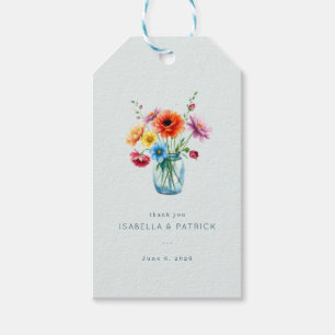 Étiquettes-cadeau Pots à fleurs aquarelle joyeux