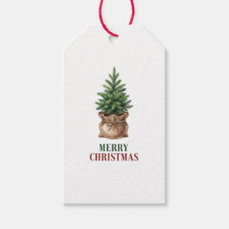 Étiquettes-cadeau Potted Pine Tree Minimalist Merry Christmas Tag