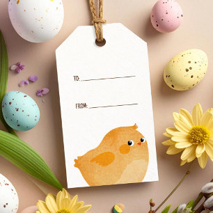 Étiquettes-cadeau Poulet de Pâques en orange pour une belle fête