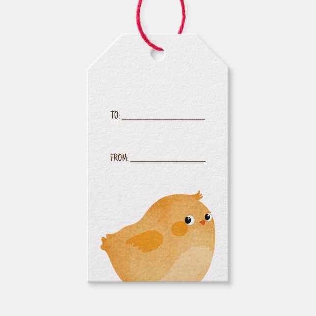 Étiquettes-cadeau Poulet de Pâques en orange pour une belle fête (Devant)