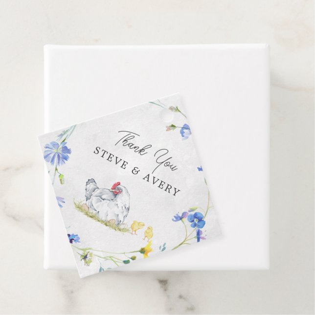 Étiquettes Cadeau Poulets rustiques | Baby shower (En situation)