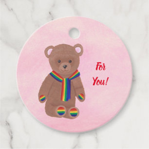 Étiquettes Cadeau Pour vous Teddy Bear Rainbow Scarf Tags cadeaux